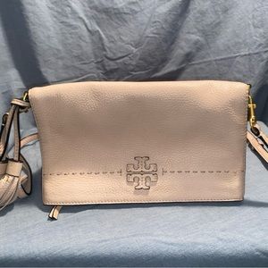 NWT Tory Burch Thea Crossbody Foldover Bag Shoulderbag Shell Pink